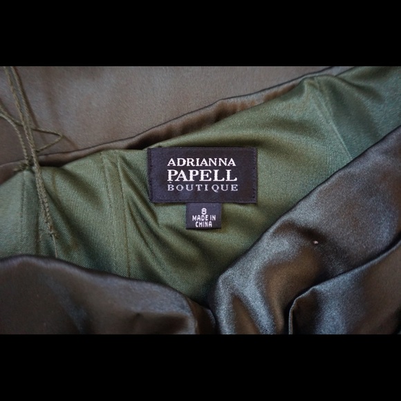 Adrianna Papell Boutique One Shoulder Olive Dress - Picture 2 of 3